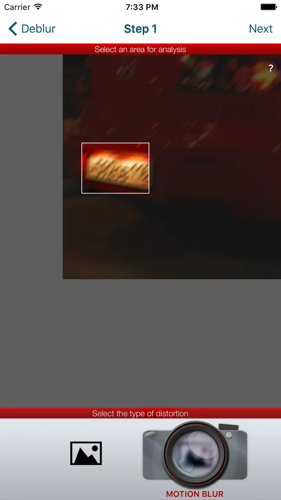 Select region to restore
